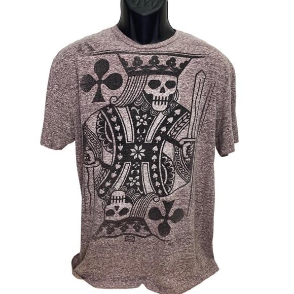 ECKO UNLIMITED Men’s L Crew T- Shirt King of Clovers Distressed Play Cards - Picture 2 of 3